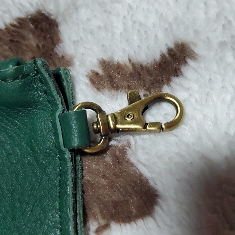 Portland Leather Zip-Zap Duo Leather Wallet Dual Zipper Closures Green Pebbled - Picture 13 of 14